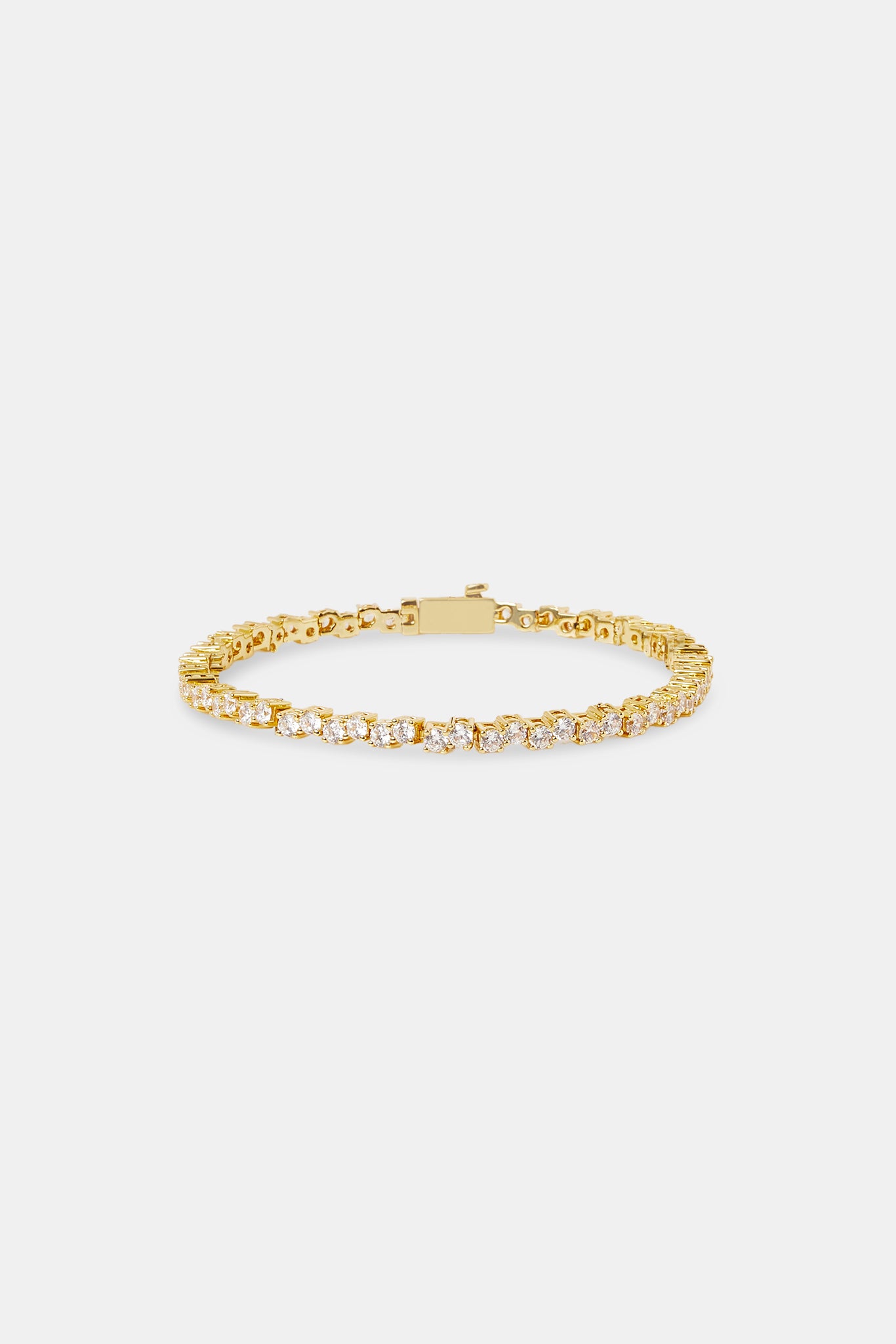 Mixed Square Stone Tennis Bracelet - 3mm - Gold